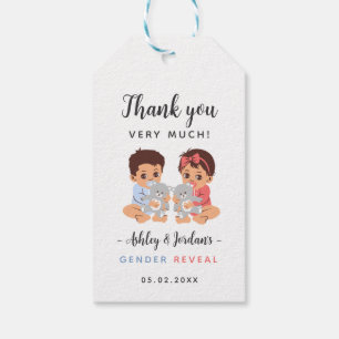 Baby With Bear Gender Reveal Thank You Favour Tag