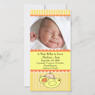 Baby with Duck PHOTO Birth Announcement