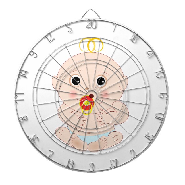 Baby with pacifier cartoon dartboard (Front)