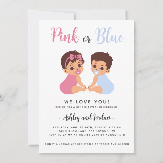 Baby with Pacifier Gender Reveal Invitation (Front)