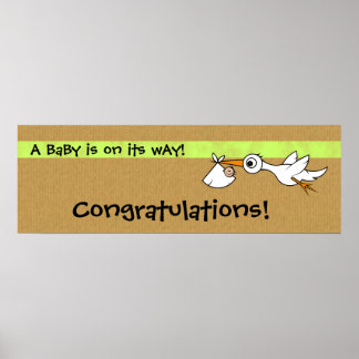 Baby with stork | Baby Shower Banner Poster