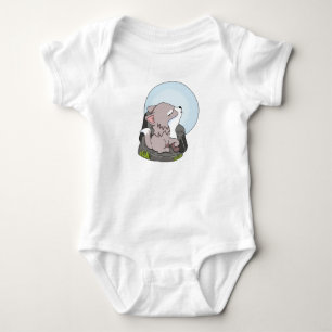 Baby Wolf Howling At The Moon Bodysuit