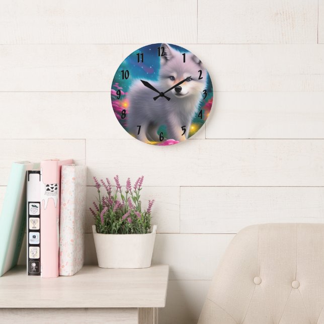 Baby Wolf Large Clock (Reading Room)