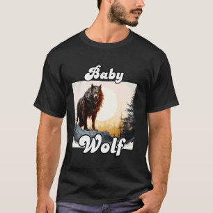 Baby Wolf Matching Tribe Wolves Moon Kids Camping T-Shirt