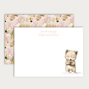 Baby Wolf With Wildflowers Woodland Animal Nursery Card