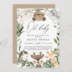 Baby Woodland Animals Baby Shower Invitation