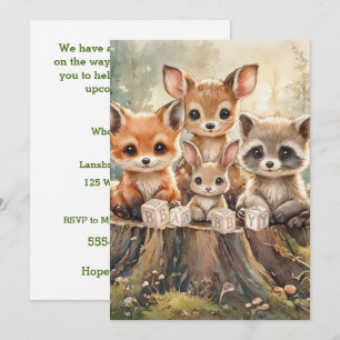 Baby Woodland Animals Digital Download  Invitation