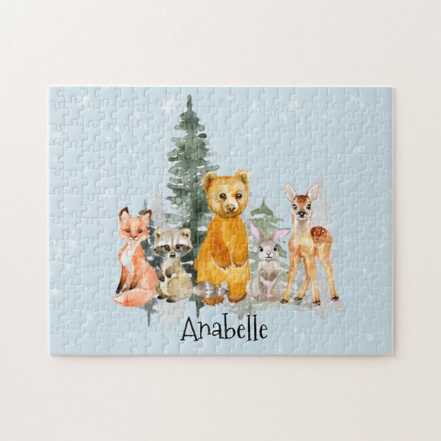 Baby Woodland Animals Forest Personalised Jigsaw Puzzle (Horizontal)