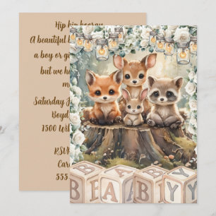 Baby Woodland Animals Shower Digital Invitation