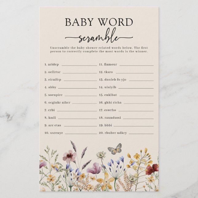 Baby Word Scramble (Front)