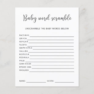 Baby Word Scramble Baby Shower Game