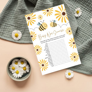 Baby Word Scramble Bee Baby Shower Game