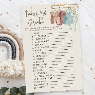 Baby Word Scramble Boho Baby Nursery Shower Game
