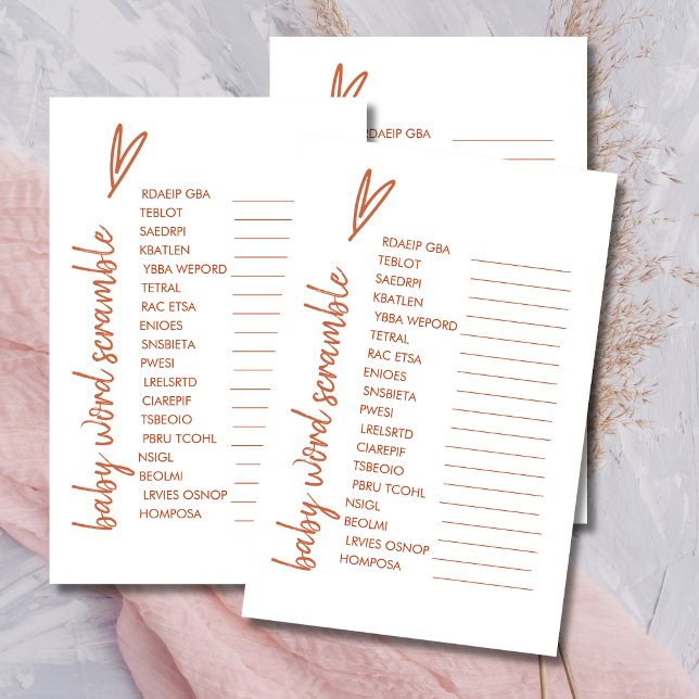 Baby Word Scramble Boho Heart Minimal Terracotta (Creator Uploaded)