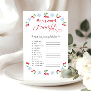 Baby word Scramble Cherry on Top baby shower game