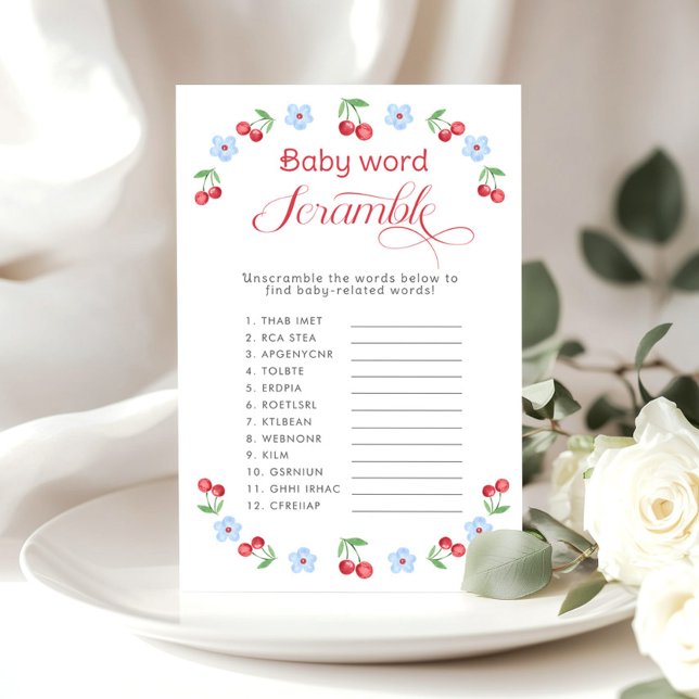 Baby word Scramble Cherry on Top baby shower game (Creator Uploaded)