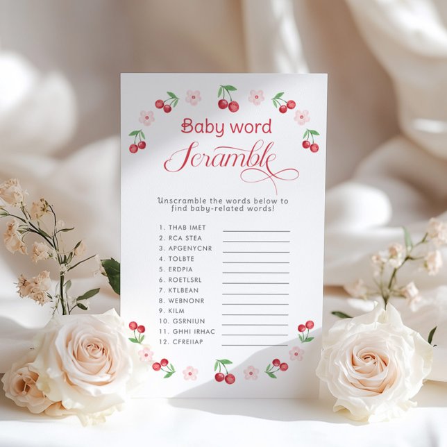 Baby word Scramble Cherry on Top baby shower game (Creator Uploaded)