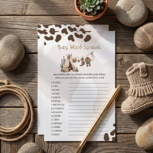 Baby word Scramble Cowboy rustic howdy baby shower