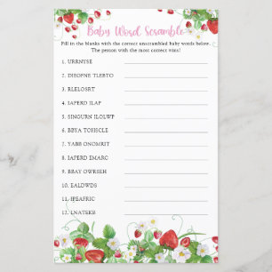 Baby Word Scramble Game Strawberry Berry Sweet