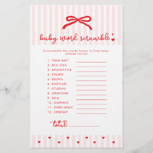 Baby Word Scramble Red Bow Coquette game