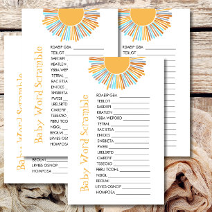 Baby Word Scramble Retro Boho Sun Baby Shower Game