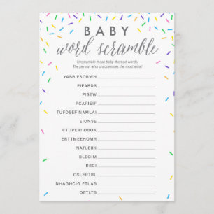 Baby Word Scramble Shower Game Card - Sprinkles
