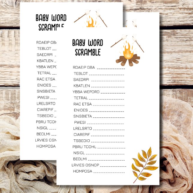 Baby word scramble Smore fun baby shower theme (Creator Uploaded)