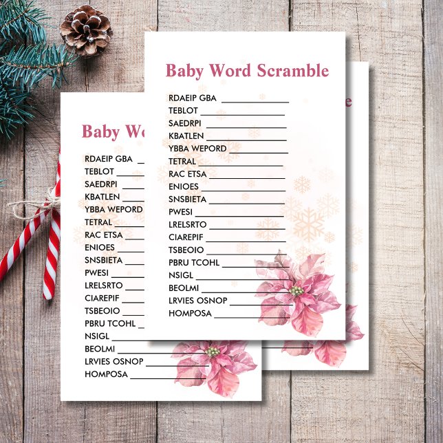 Baby Word Scramble Snow flake pink poinsettia (Creator Uploaded)