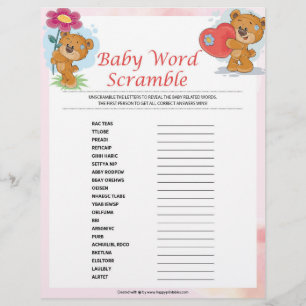 Baby Word Scramble [Teddy Bears] Custom Letterhead