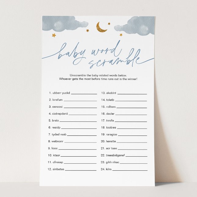Baby Word Scramble Twinkle Star Baby Shower Game  (Creator Uploaded)