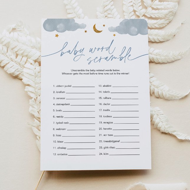 Baby Word Scramble Twinkle Star Baby Shower Game  Invitation (Creator Uploaded)