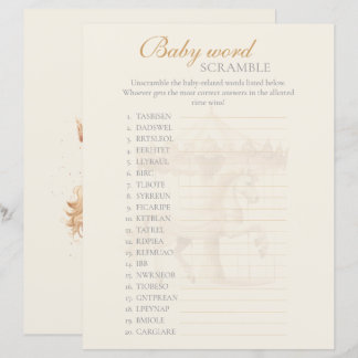 Baby Word Scramble Vintage Carousel Girl Shower