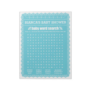 Baby Word Search Blue Papel Picado Baby Shower Notepad