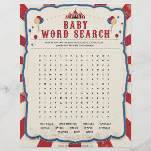 Baby Word Search [Circus Theme] Custom Letterhead
