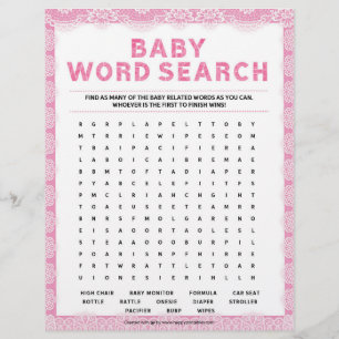 Baby Word Search [Luxury Lace [Pink]] Custom Letterhead