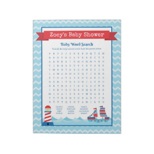 Baby Word Search Nautical Theme Baby Shower Game Notepad