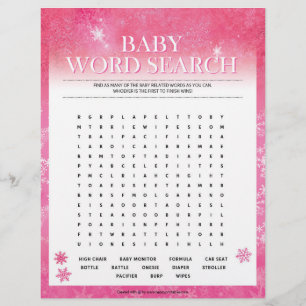 Baby Word Search [Snowy Pink] Custom Letterhead