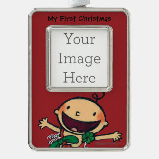 Baby Wrapped in Bows for Christmas Silver Plated Framed Ornament