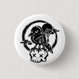 Baby Yatagarasu (Three legged crow) On Skull 3 Cm Round Badge