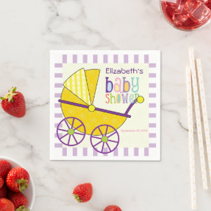 Baby Yellow Carriage Newborn Infant Baby Shower Napkin