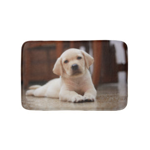 Baby Yellow Labrador Puppy Dog laying on Belly Bath Mat