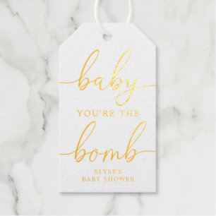 Baby You're The Bomb Gold Foil Favour Gift Tag