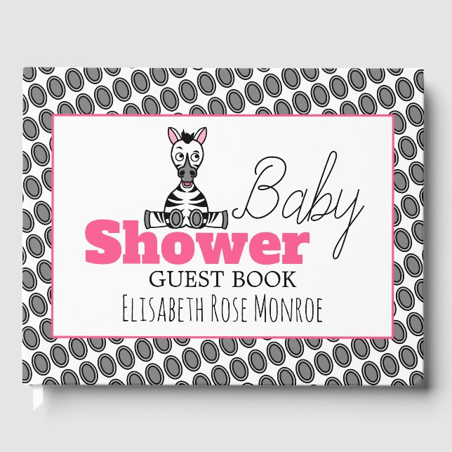 Baby Zebra, Baby Shower Guest Book (Front)