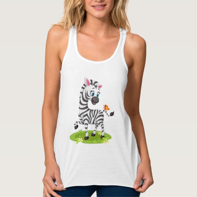 Baby Zebra Drawing Playing with Butterfly-23960 Singlet (Front)