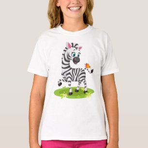 Baby Zebra Drawing Playing with Butterfly T-Shirt