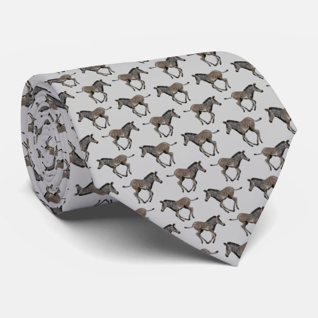Baby Zebra Frenzy Tie (Light Grey) (Rolled)