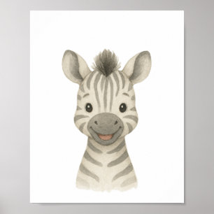 Baby Zebra Gender Neutral Safari Nursery Poster 