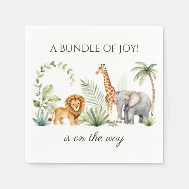 Baby Zebra Giraffe and Tiger Napkin (Front)