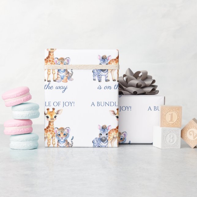 Baby Zebra Giraffe and Tiger Wrapping Paper (Baby Shower)