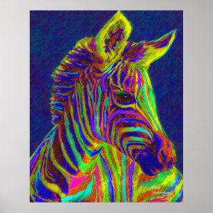 baby zebra in crayon colours poster